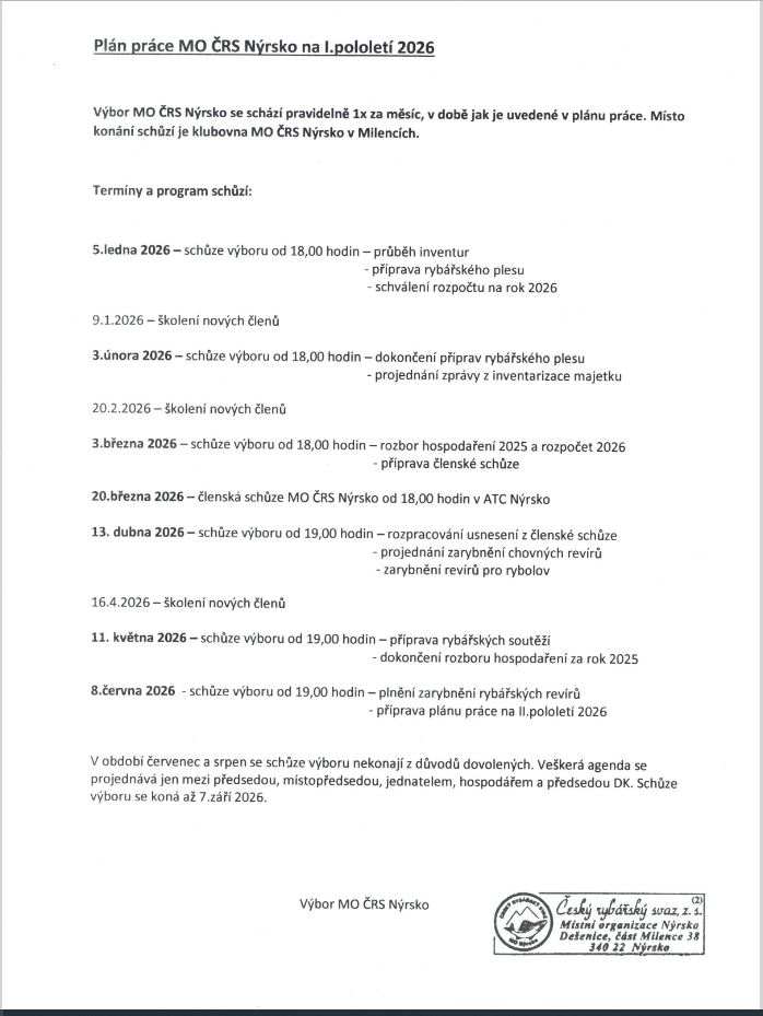 plán práce 1.pololetí